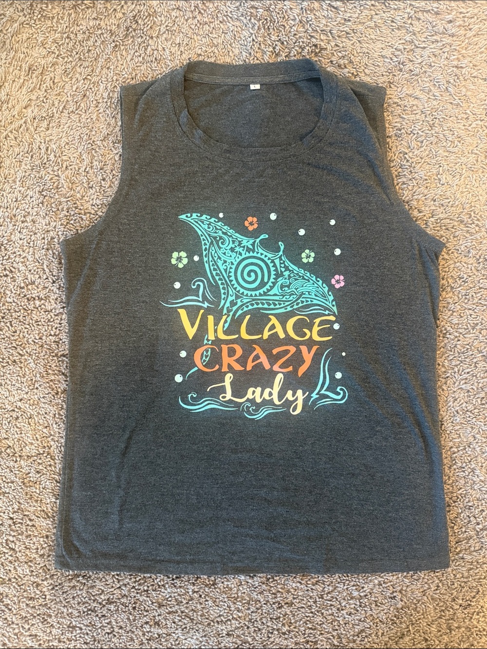 Disney Moana Village Crazy Lady Graphic Tank Top - Dark Gray
